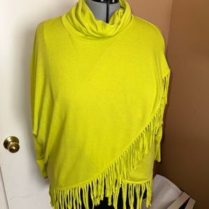 Sweater faux wrap raglan sleeve, neon green